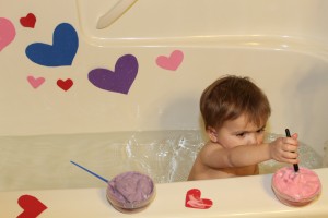 bathtub heart painting